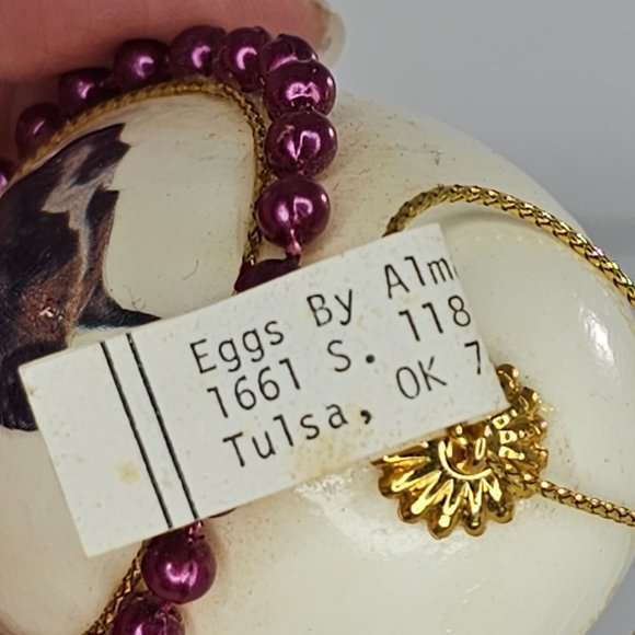 Vintage Handmade Boxer Dog Real Egg Christmas Ornament Beaded - Picture 9 of 9